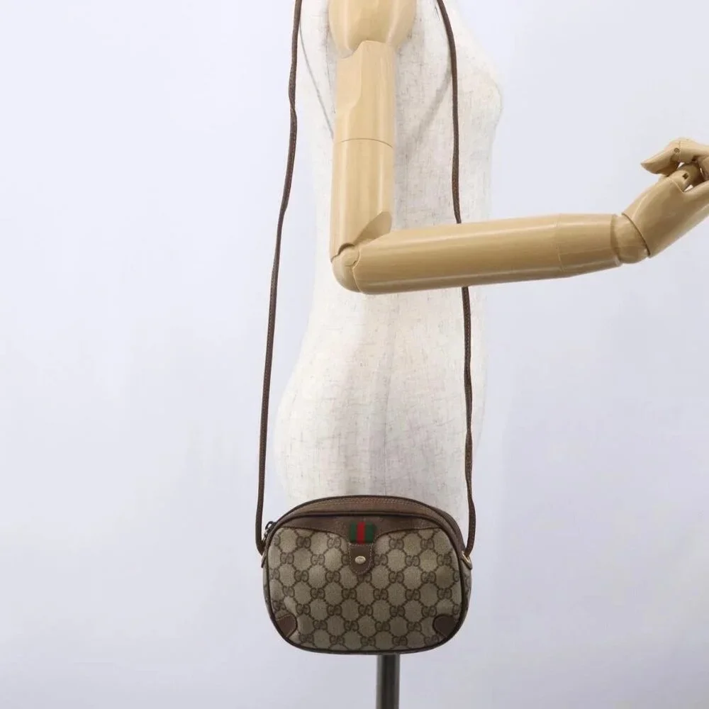 GUCCI GG Supreme Web Sherry Line Bag PVC Beige Gold - Picture 1 of 16